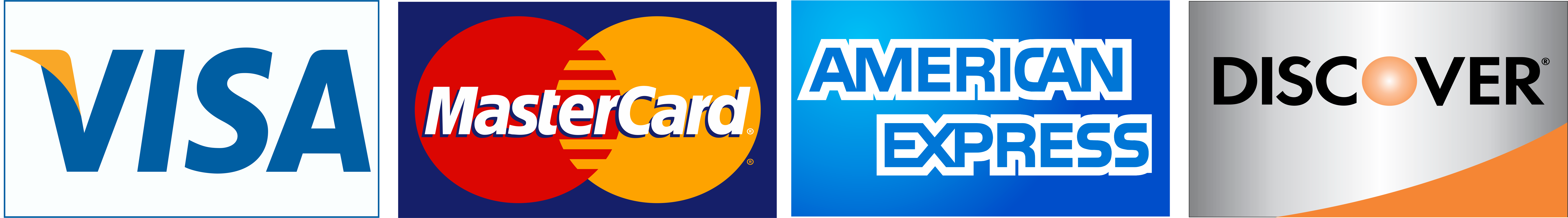 Visa, Mastercard, American Express, and Discover accepted