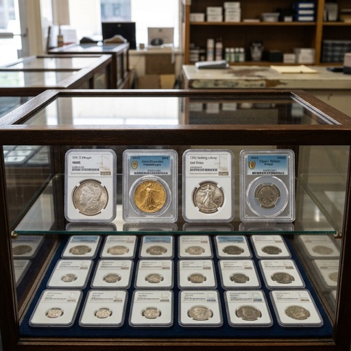 Display case of graded coins